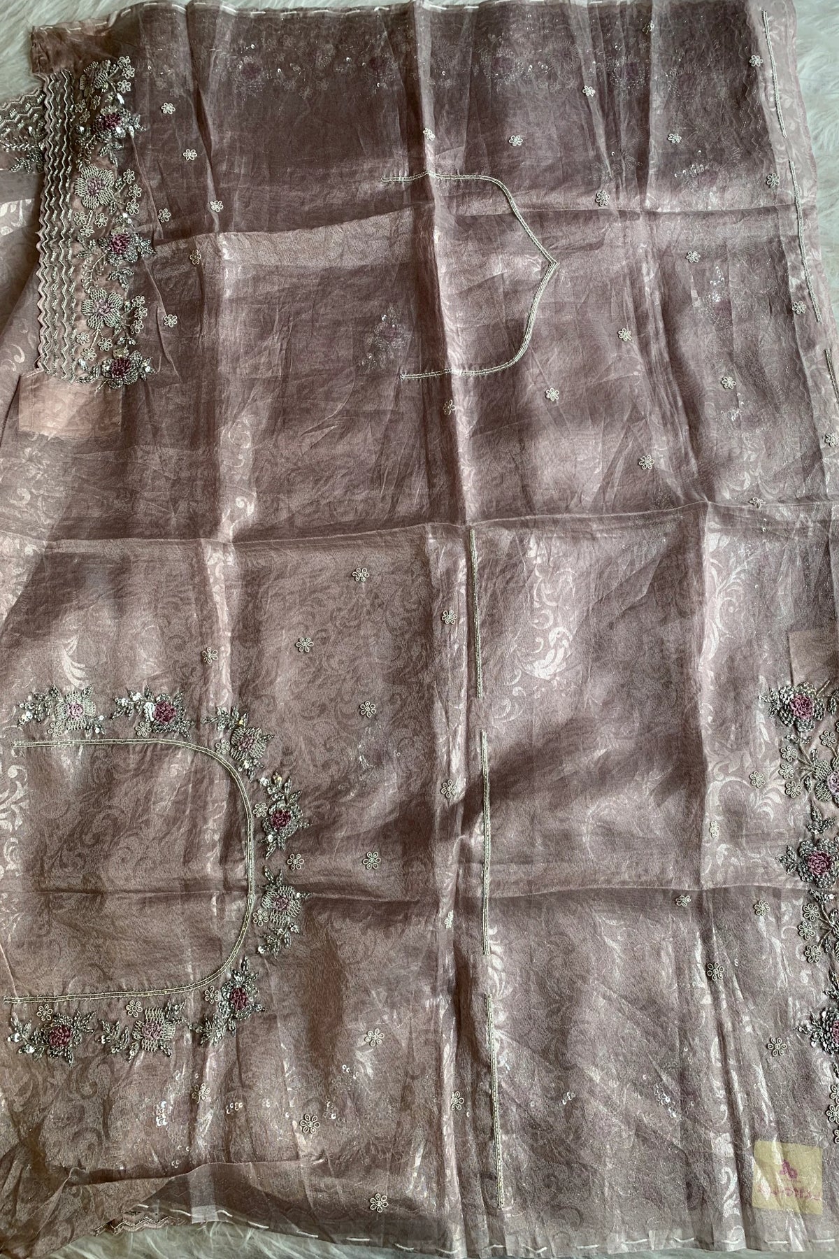 Lilac Jacquard Organza Saree 5216 04