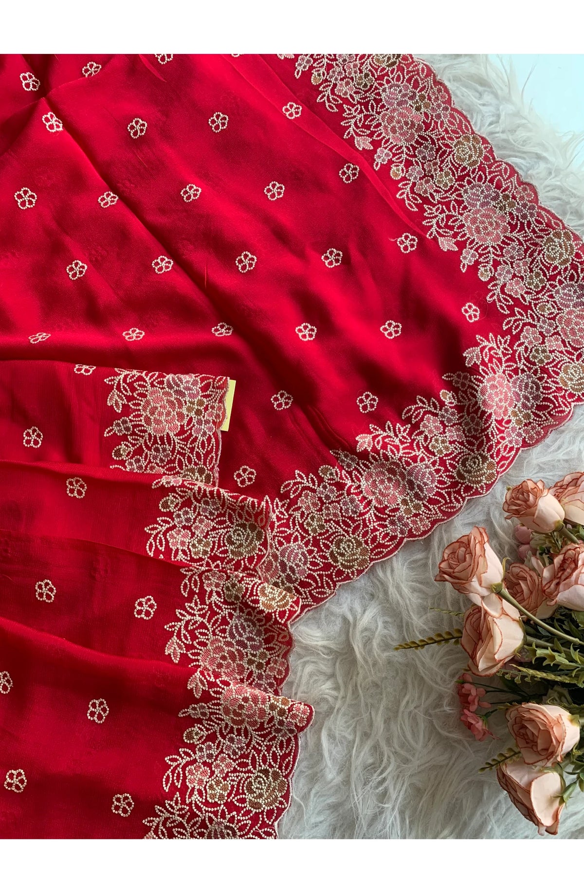 Red Chinnon Georgette Saree 5529 11