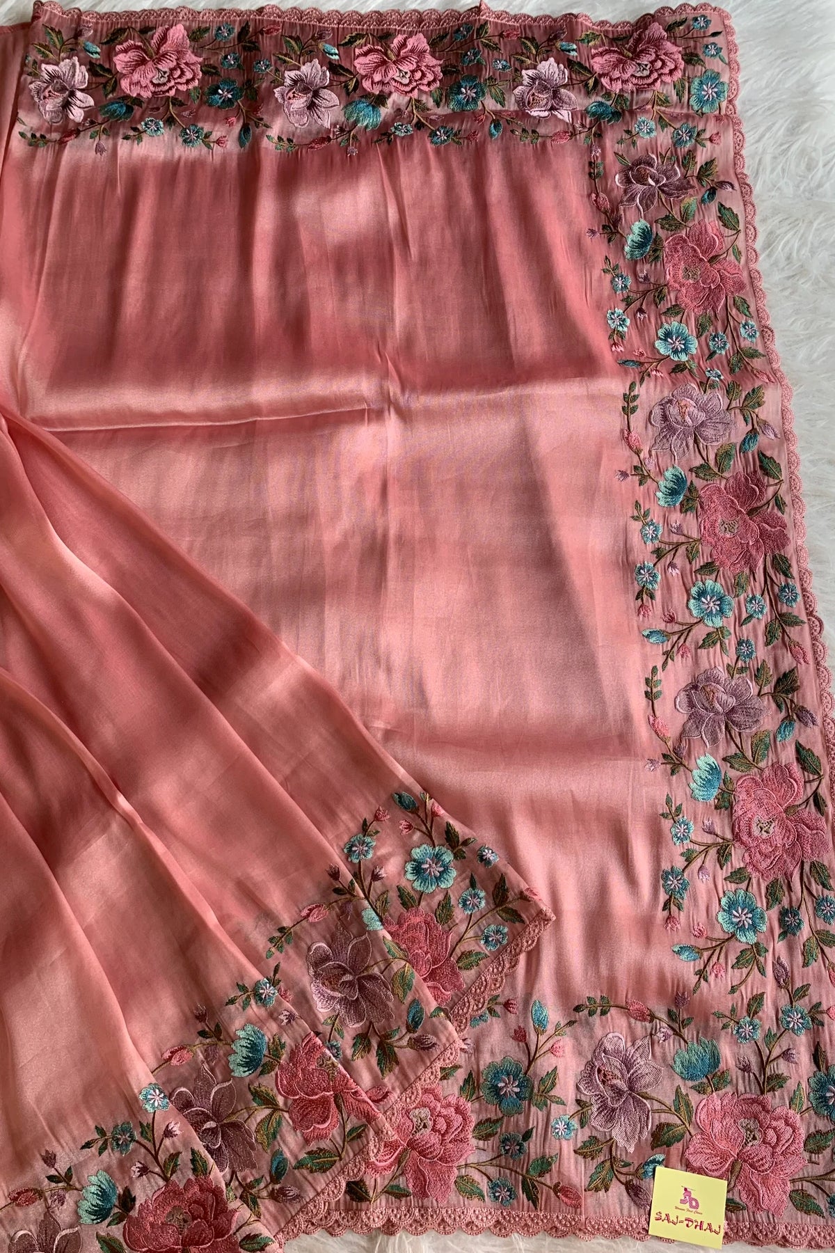 Blush Pink Tissue Organza Saree 5773 01
