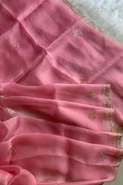 Baby Pink Embellished Pure Organza Saree 5843 01 (PRE ORDER )