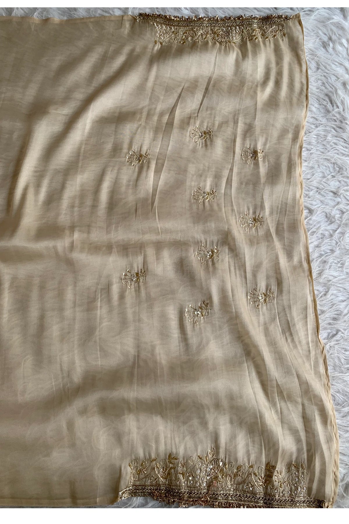 Beige Tissue Organza Saree 5765 07