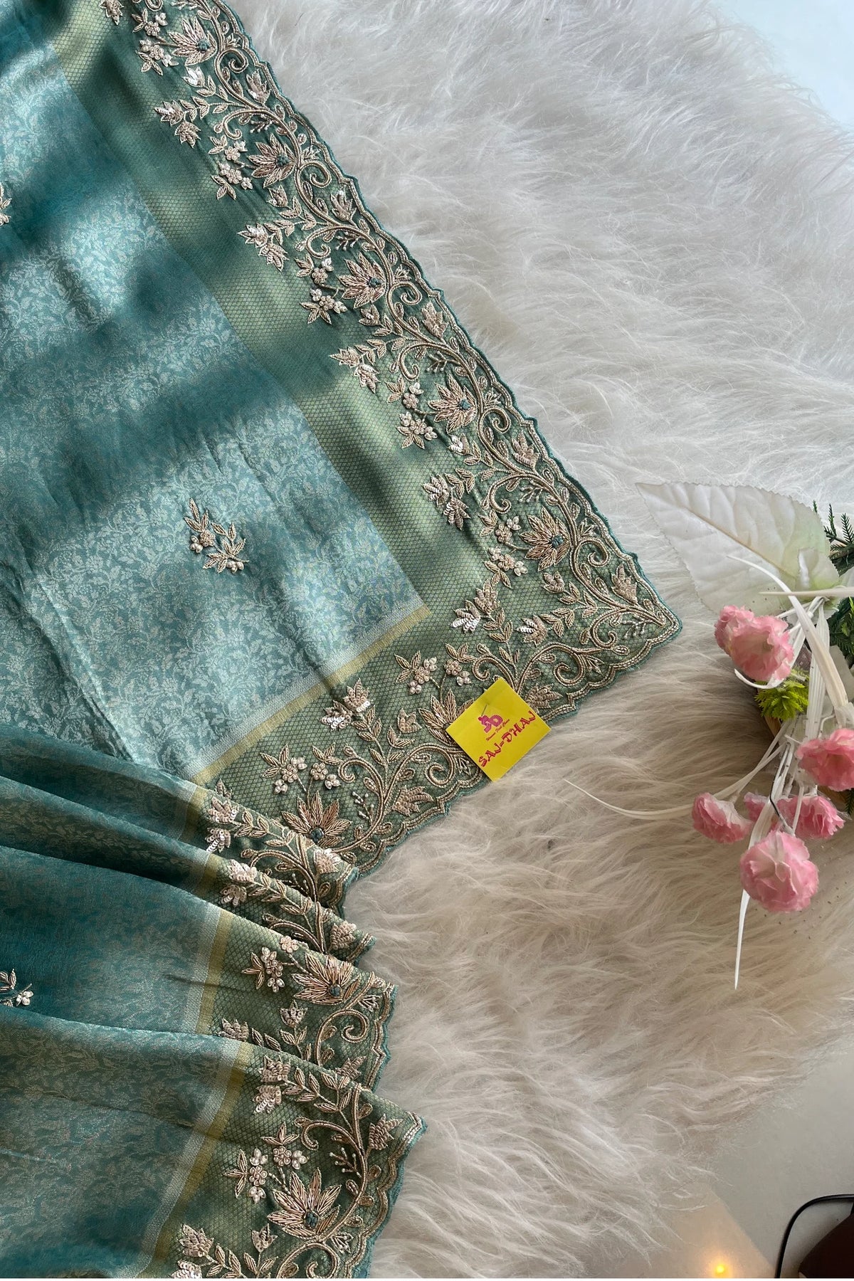 Sea Blue Kanchipuram Silk Saree 5764 05