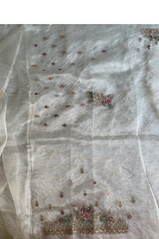 Off White Glass Organza Saree 5777 05