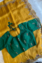 Elegant Mustard Zardosi Pittan Saree 5142 07