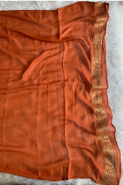 Rust Orange Banarasi Bandhej Saree