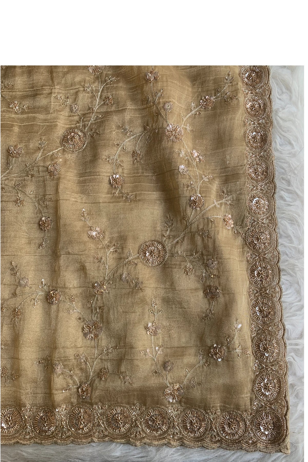 Beige Tissue Saree 5744 01