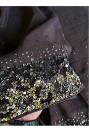 Dark Brown Chinnon Georgette Saree 5759 09
