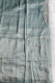Sea Green Embellished Tissue Saree 5760 01