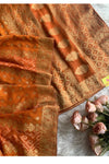 Rust Orange Banarasi Bandhej Saree