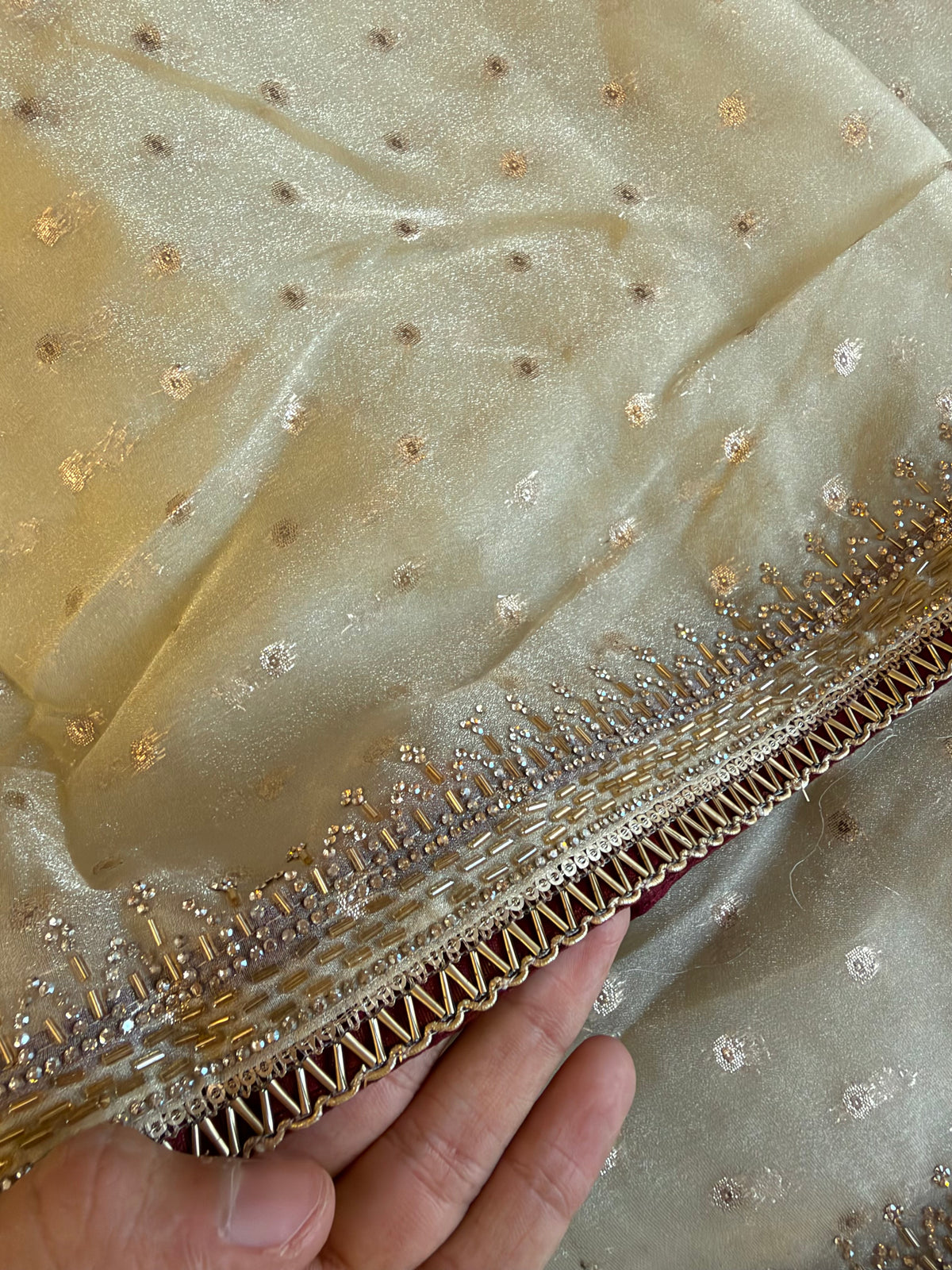 Tissue Organza Saree with Designer Tassel Pallu & Contrast Blouse 5940 04