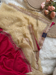 Tissue Organza Saree with Designer Tassel Pallu & Contrast Blouse 5940 04