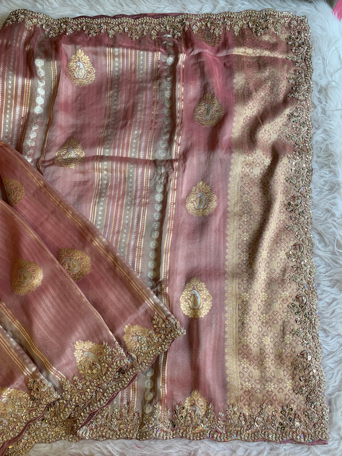 Banarasi Saree with Dori, Jewel & Pearl Work 5875 12