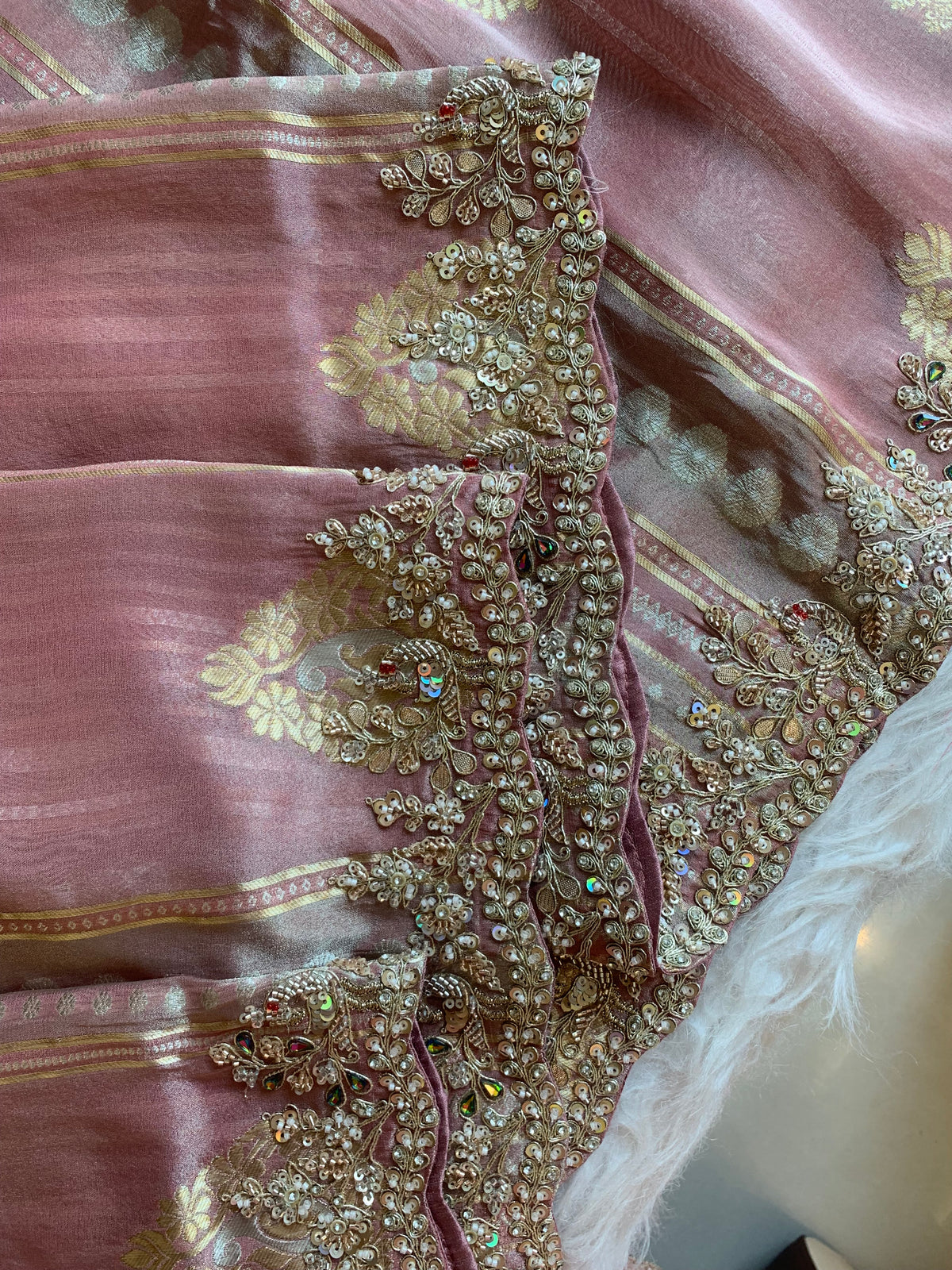 Banarasi Saree with Dori, Jewel & Pearl Work 5875 12
