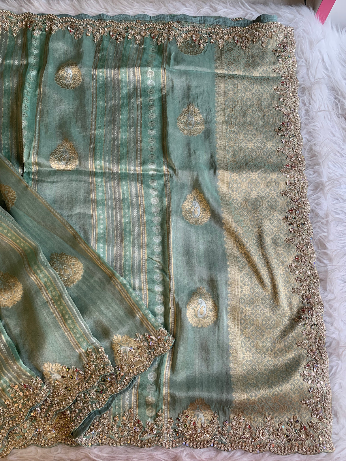 Banarasi Saree with Dori, Jewel & Pearl Work 5875 12