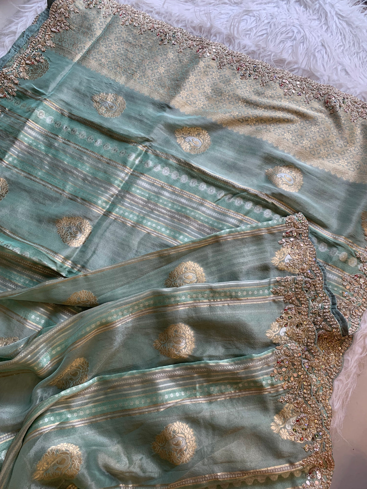 Banarasi Saree with Dori, Jewel & Pearl Work 5875 12