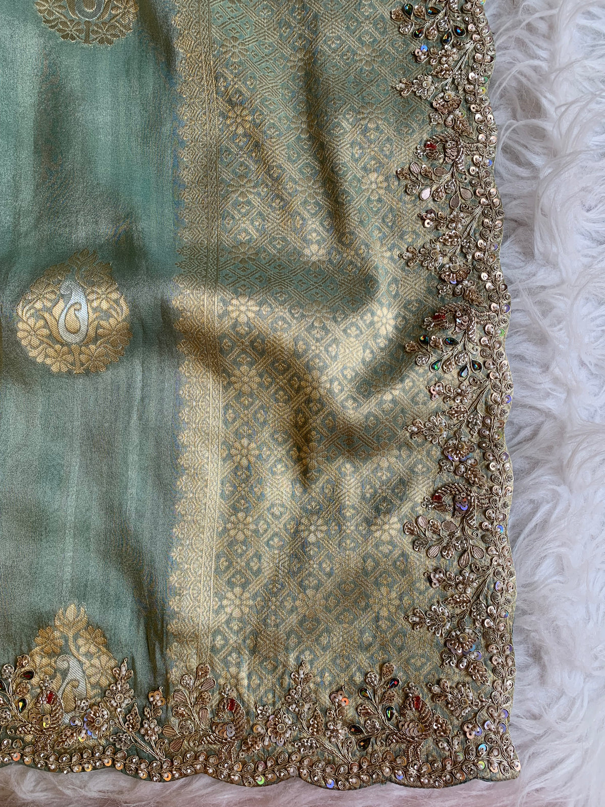 Banarasi Saree with Dori, Jewel & Pearl Work 5875 12