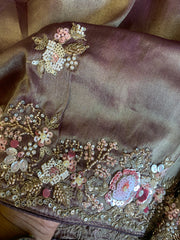 Tissue Saree with Floral Sequins, Dori & Cutdana Work 5875 08