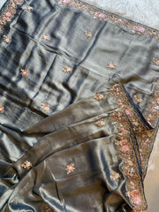 Tissue Saree with Floral Sequins, Dori & Cutdana Work 5875 08