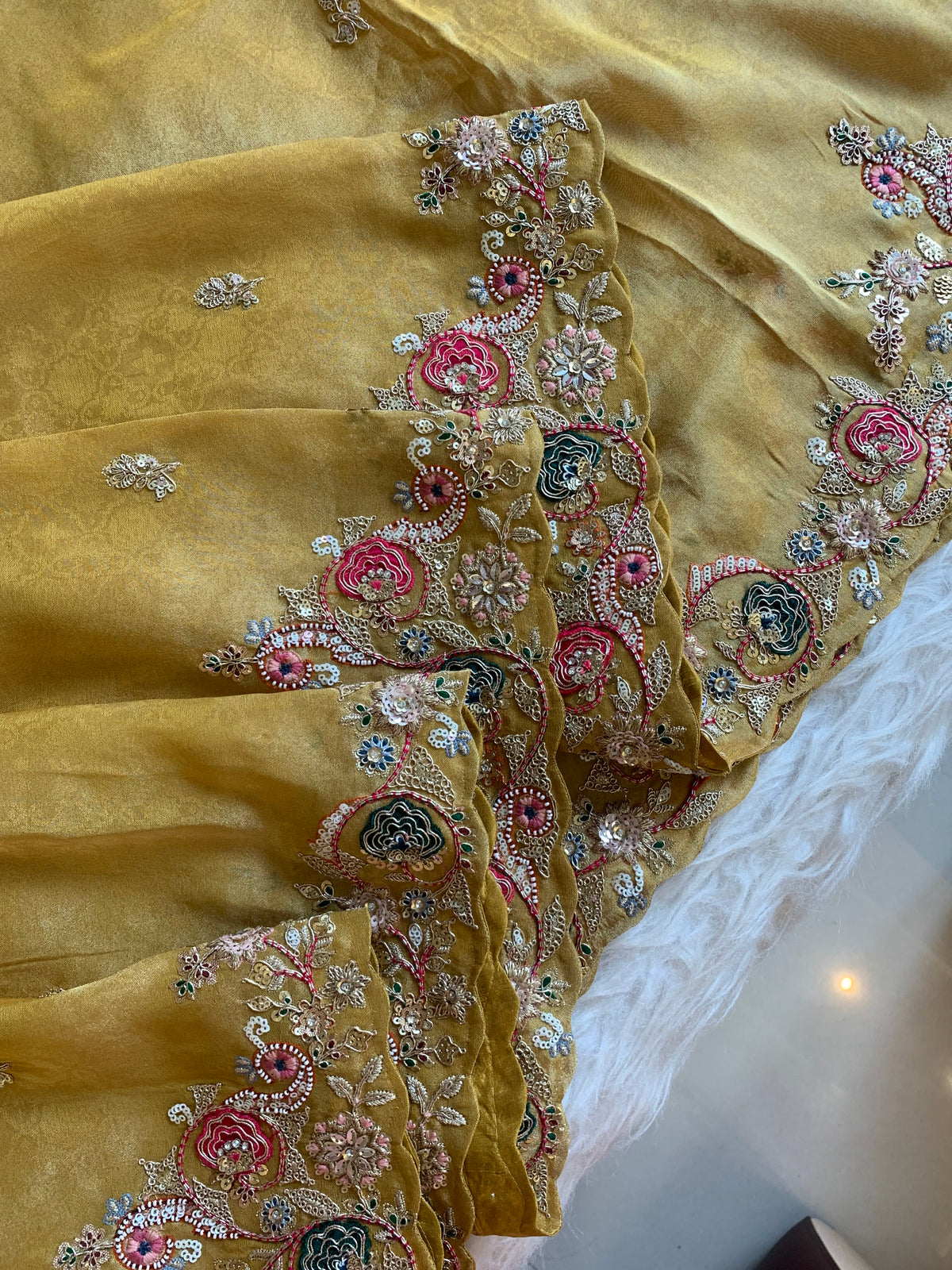 Tissue Saree with Dori, Appliqué & Sequin Work 5875 11