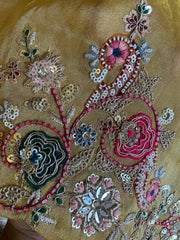 Tissue Saree with Dori, Appliqué & Sequin Work 5875 11