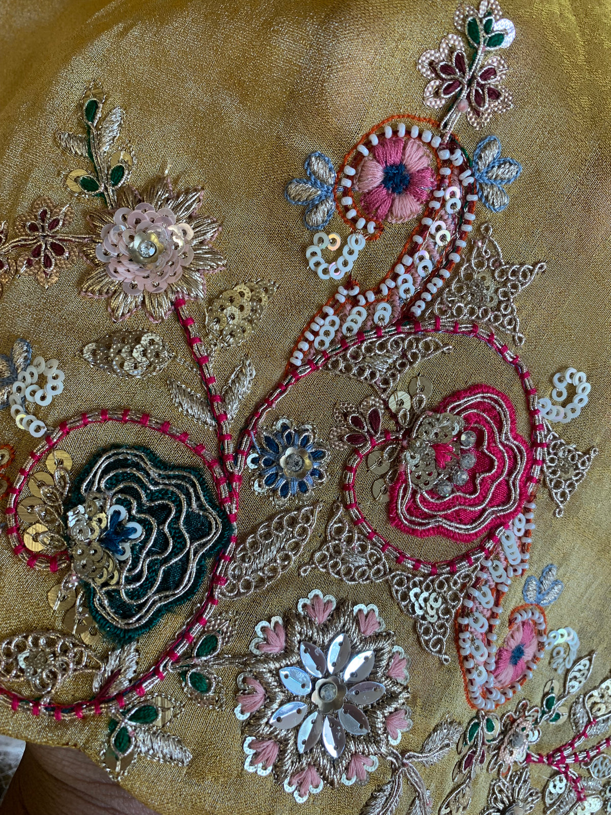 Tissue Saree with Dori, Appliqué & Sequin Work 5875 11