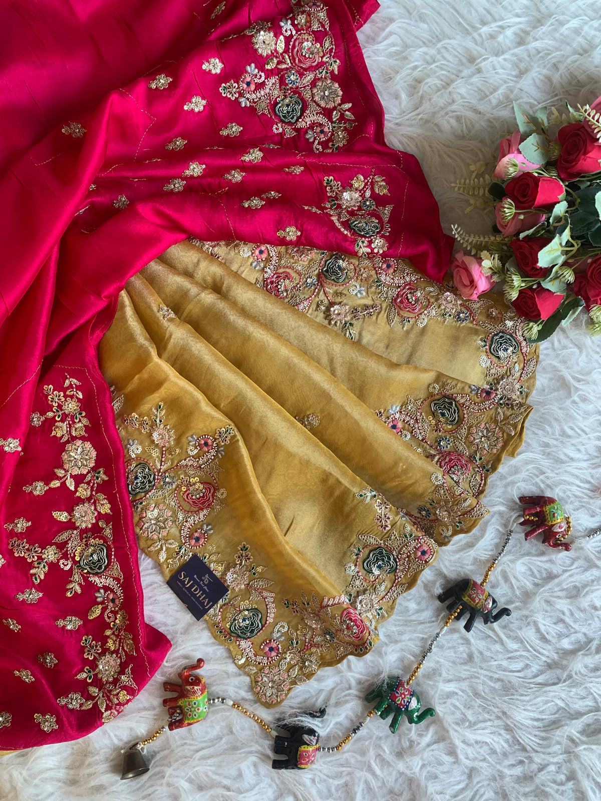 Tissue Saree with Dori, Appliqué & Sequin Work 5875 11