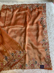 Tissue Saree with Dori, Appliqué & Sequin Work 5875 11