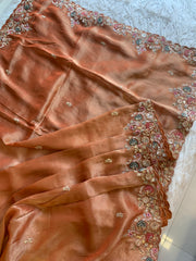 Tissue Saree with Dori, Appliqué & Sequin Work 5875 11