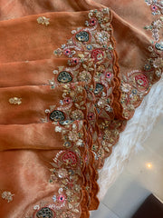 Tissue Saree with Dori, Appliqué & Sequin Work 5875 11