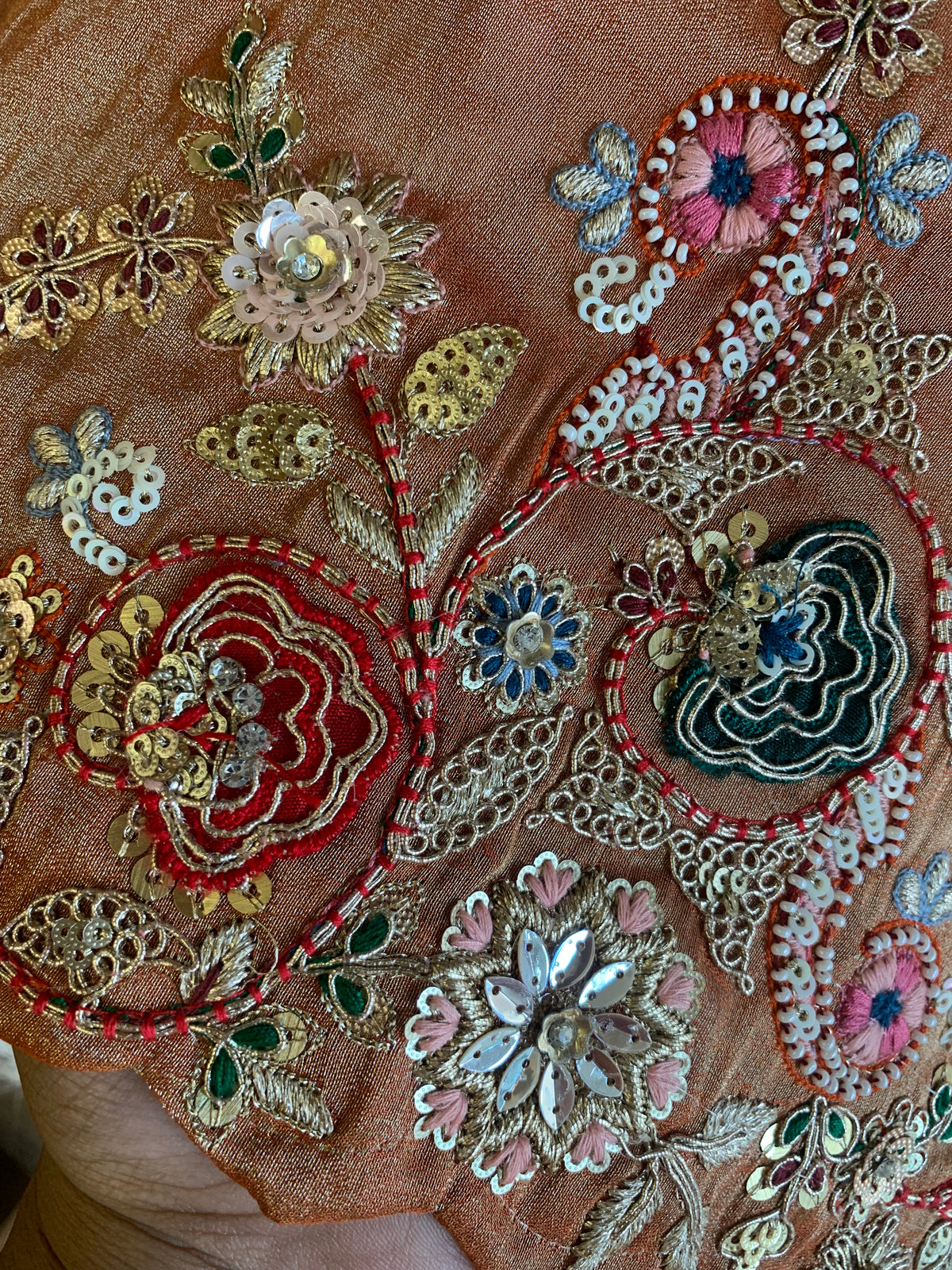 Tissue Saree with Dori, Appliqué & Sequin Work 5875 11