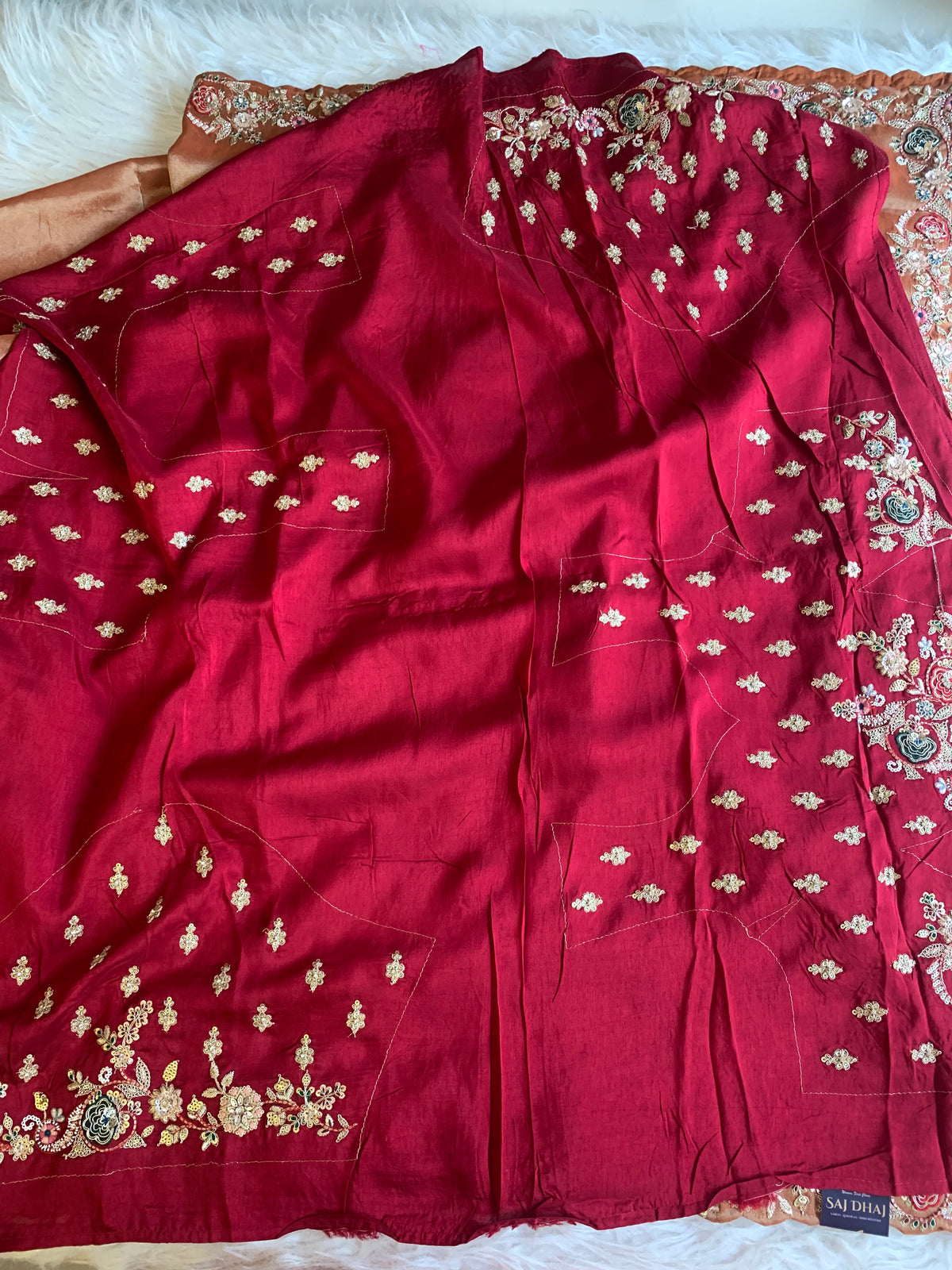 Tissue Saree with Dori, Appliqué & Sequin Work 5875 11