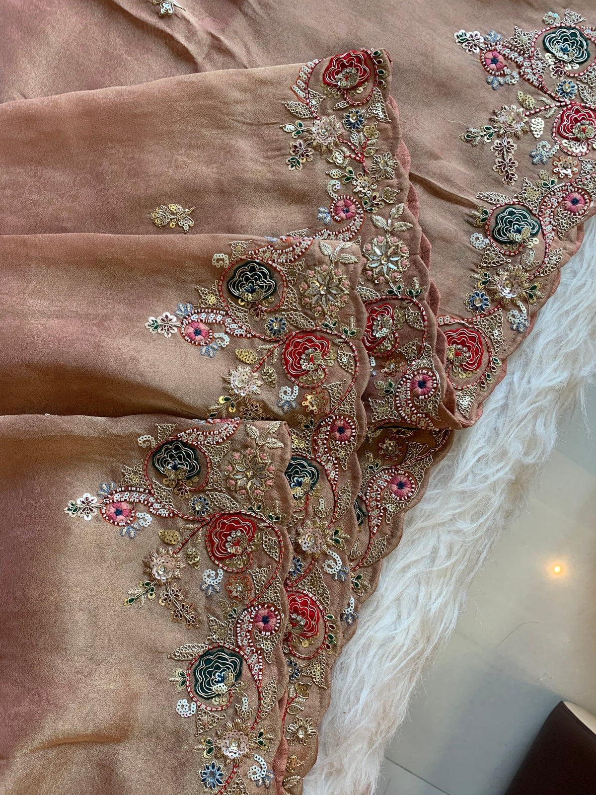 Tissue Saree with Dori, Appliqué & Sequin Work 5875 11