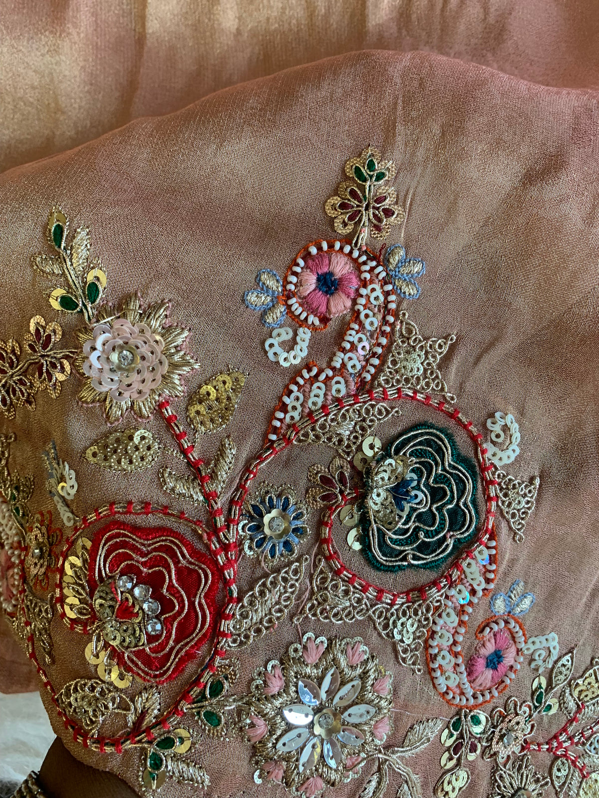 Tissue Saree with Dori, Appliqué & Sequin Work 5875 11