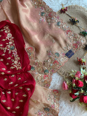 Tissue Saree with Dori, Appliqué & Sequin Work 5875 11