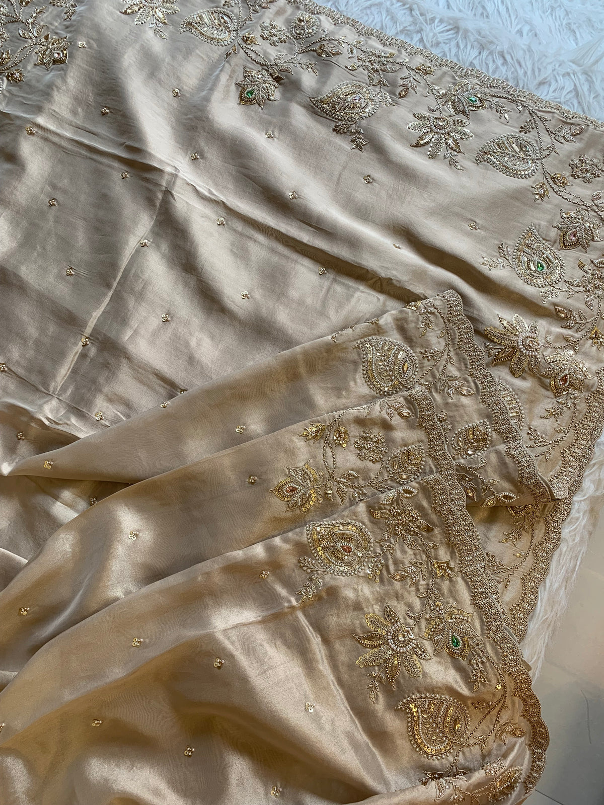 Tissue Saree with Heavy Dori, Pearl & Cutdana Work 5875 15