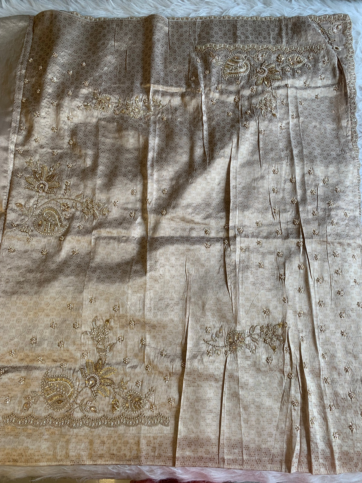 Tissue Saree with Heavy Dori, Pearl & Cutdana Work 5875 15