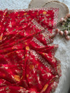 Red Organza Saree with Banarasi Floral Weaving 5907 02