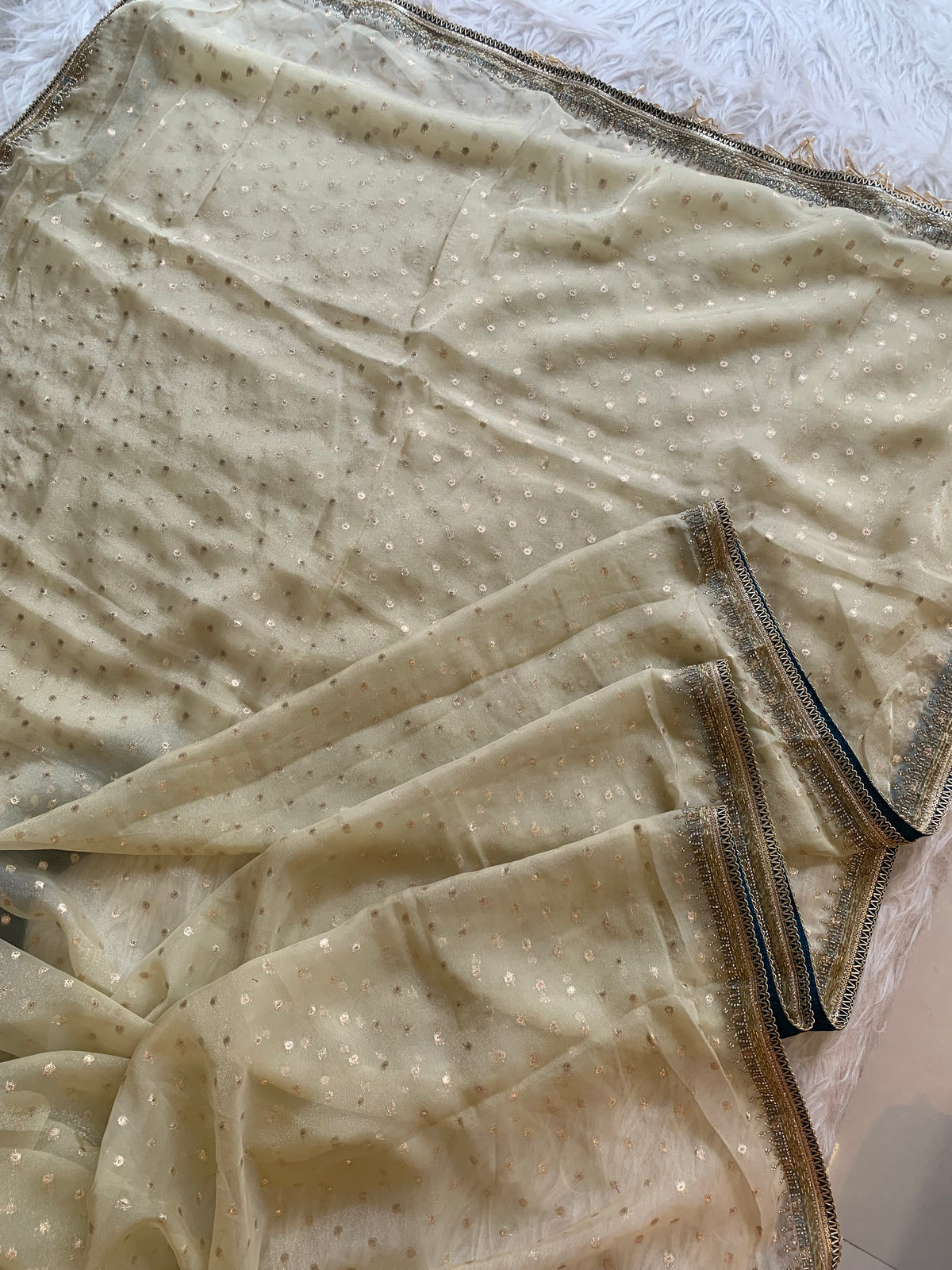 Tissue Organza Saree with Designer Tassel Pallu & Contrast Blouse 5940 04
