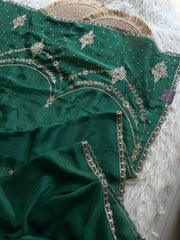 Emerald Green Habutai Silk Saree with Zardosi 5941 21