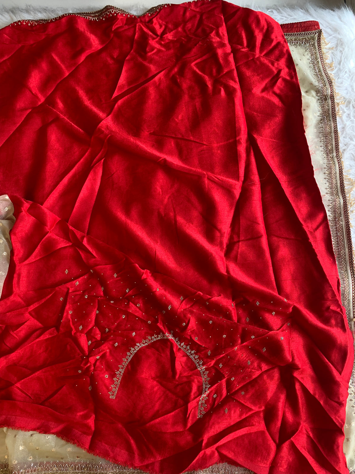 Tissue Organza Saree with Designer Tassel Pallu & Contrast Blouse 5940 04
