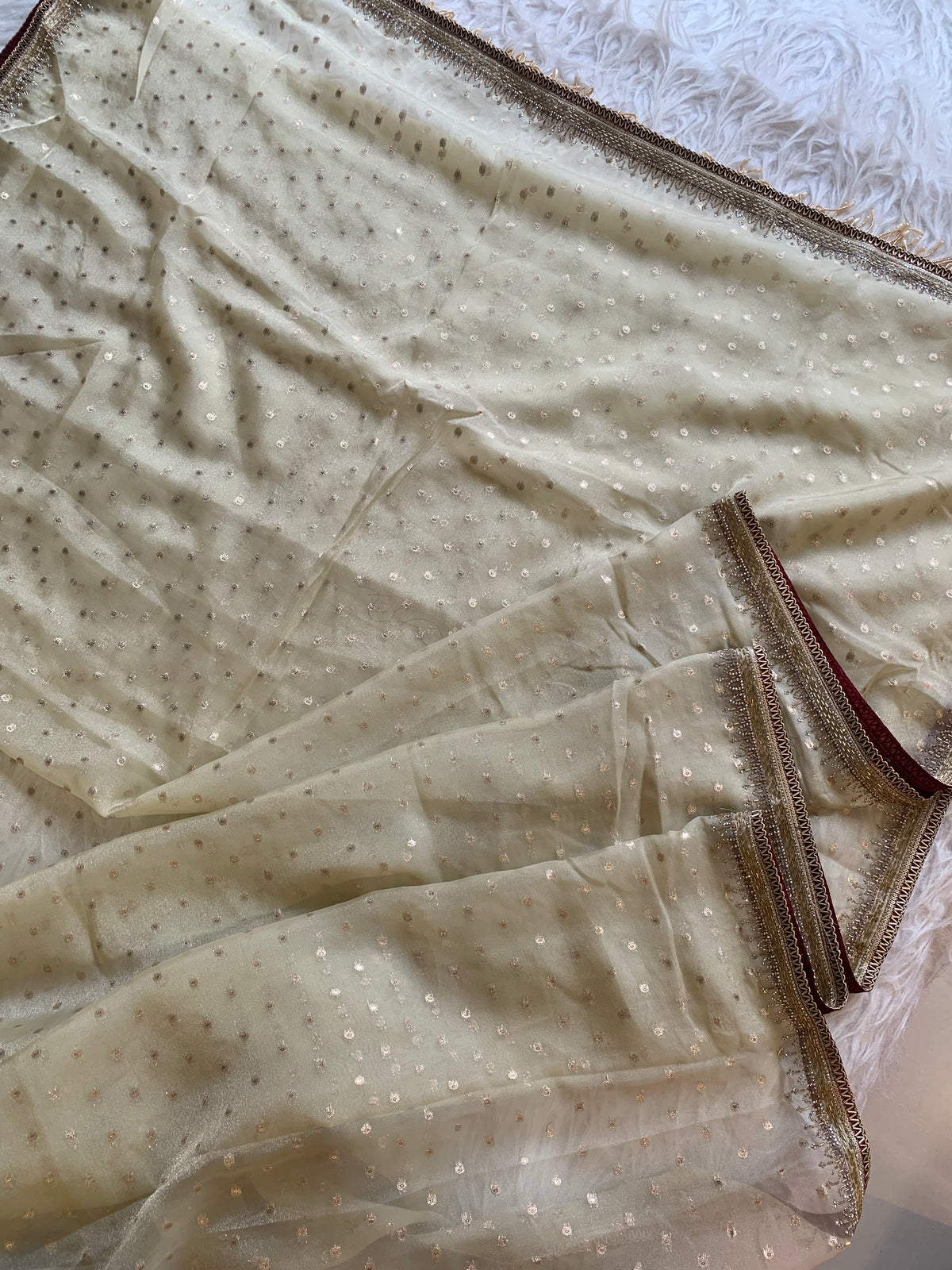 Tissue Organza Saree with Designer Tassel Pallu & Contrast Blouse 5940 04