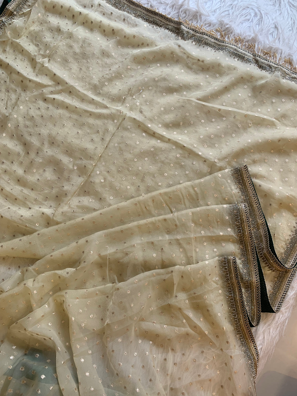Tissue Organza Saree with Designer Tassel Pallu & Contrast Blouse 5940 04