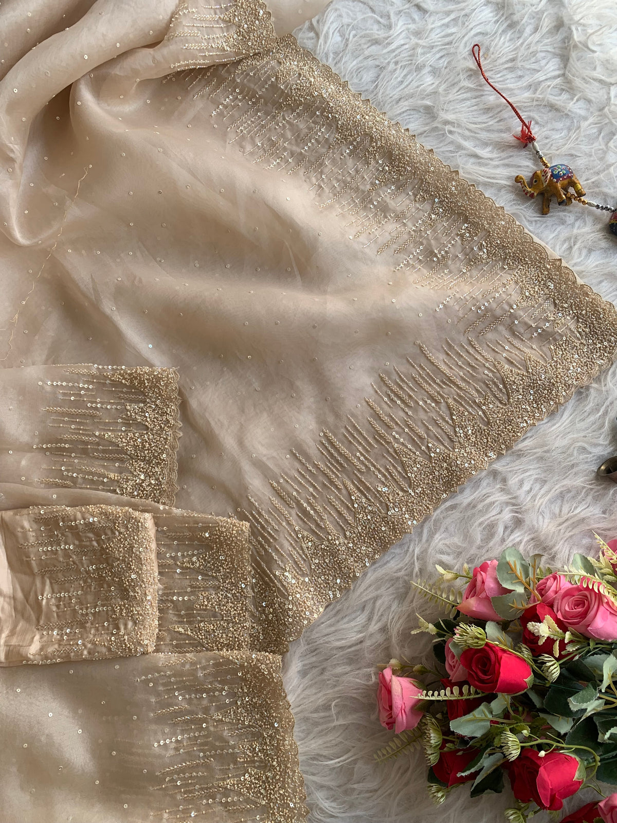Organza Saree with All-Over Cutdana & Sequin Work 5912 01