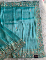 Ice Blue Kanchipuram Saree with Zardosi & Cutdana Work 5880 01