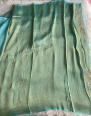 Ice Blue Kanchipuram Saree with Zardosi & Cutdana Work 5880 01