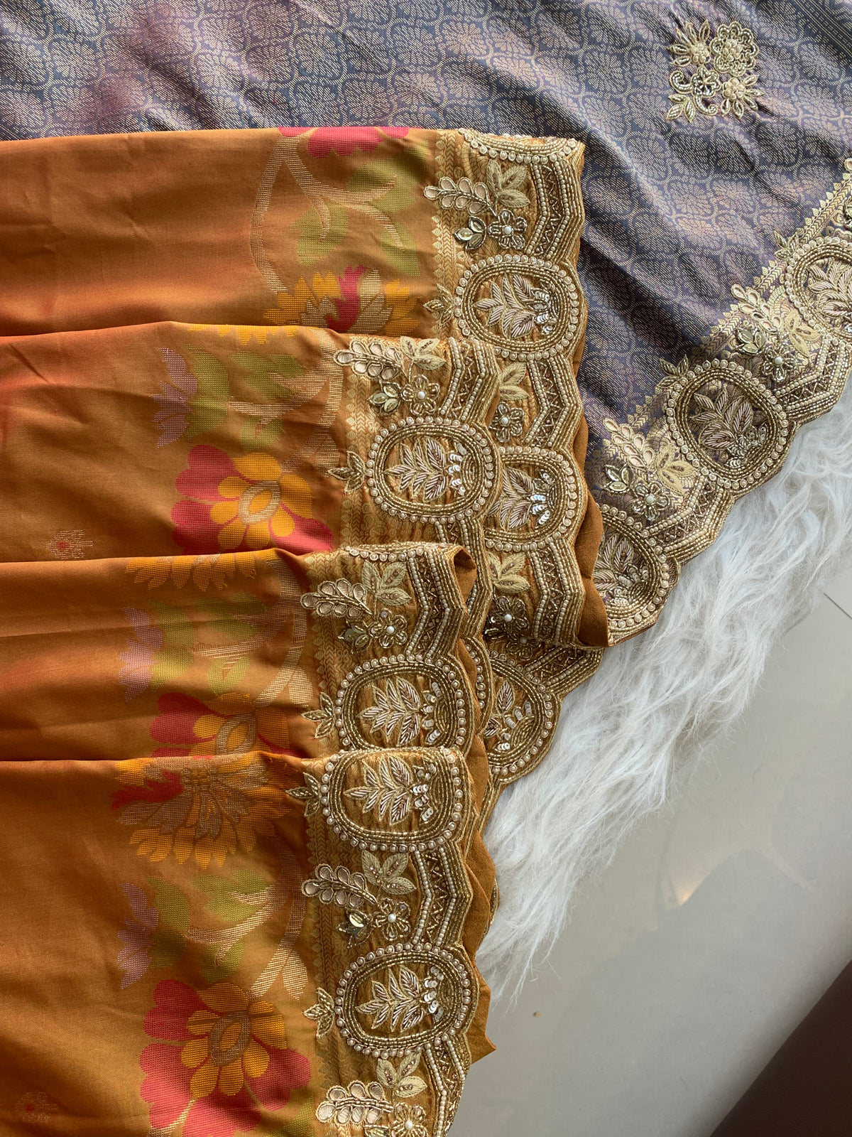 Shaded Kanchipuram Saree with Heavy Zardosi & Cutdana Work 5901 17