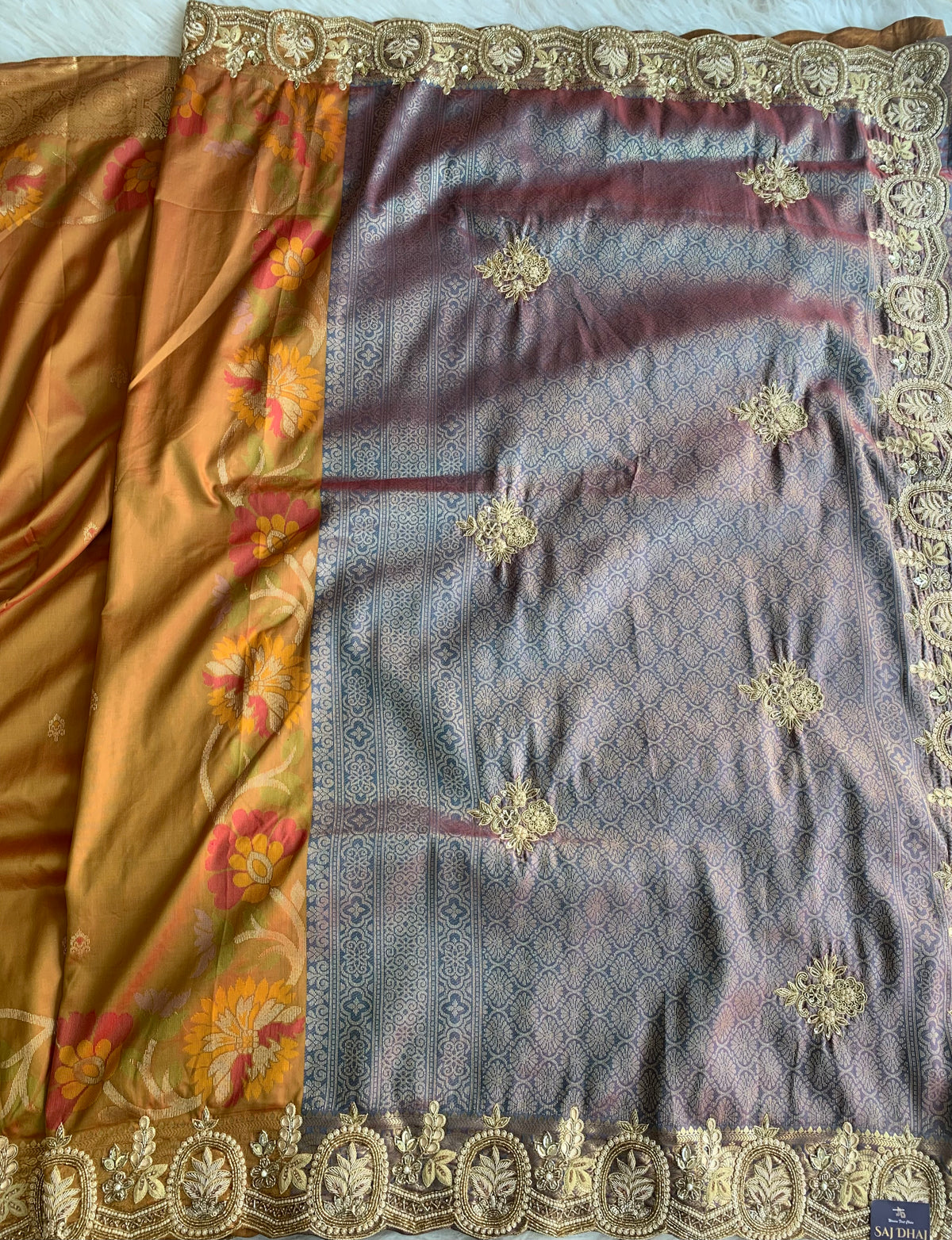 Shaded Kanchipuram Saree with Heavy Zardosi & Cutdana Work 5901 17