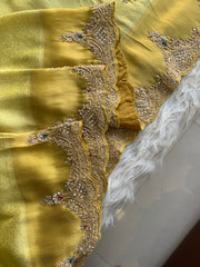 Yellow Kanchipuram Silk Saree with Zardosi, Jewel & Cutdana Work 5894 07