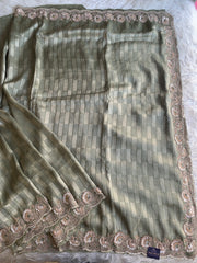 Green Kanchipuram Silk Saree with Zardosi & Cutdana Work 5901 07