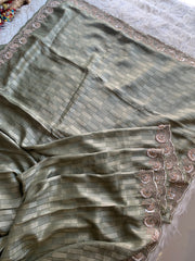 Green Kanchipuram Silk Saree with Zardosi & Cutdana Work 5901 07